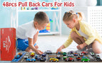 48 Pull-Back Race Cars Toy Set – Storage Box for Kids