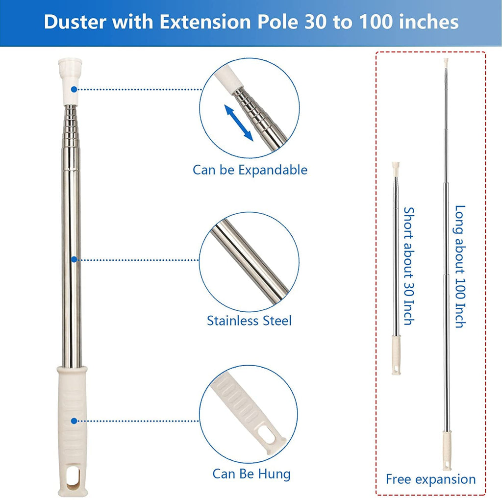 100" Microfiber Feather Duster with Extendable Pole for Dusting