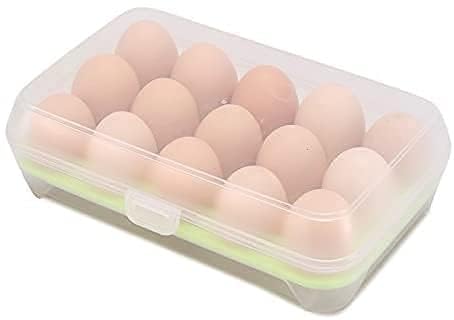 15 Grid Egg Storage Box Lock Lid Fridge Tray