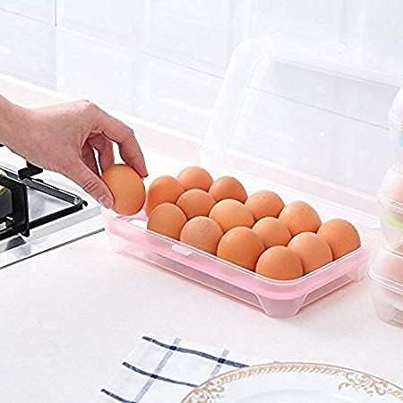 15 Grid Egg Storage Box Lock Lid Fridge Tray