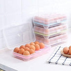 15 Grid Egg Storage Box Lock Lid Fridge Tray