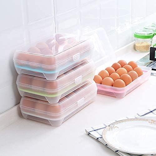 15 Grid Egg Storage Box Lock Lid Fridge Tray