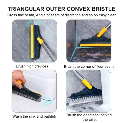 2-in-1 Bathroom Cleaning Brush with Wiper & Squeegee