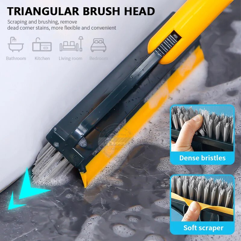 2-in-1 Bathroom Cleaning Brush with Wiper & Squeegee