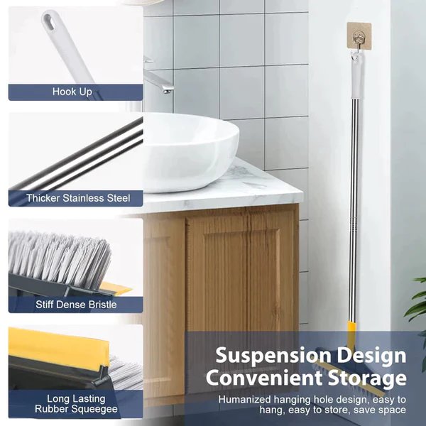 2-in-1 Bathroom Cleaning Brush with Wiper & Squeegee
