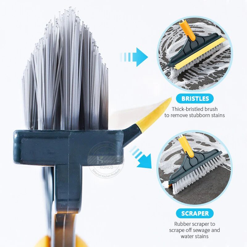 2-in-1 Bathroom Cleaning Brush with Wiper & Squeegee