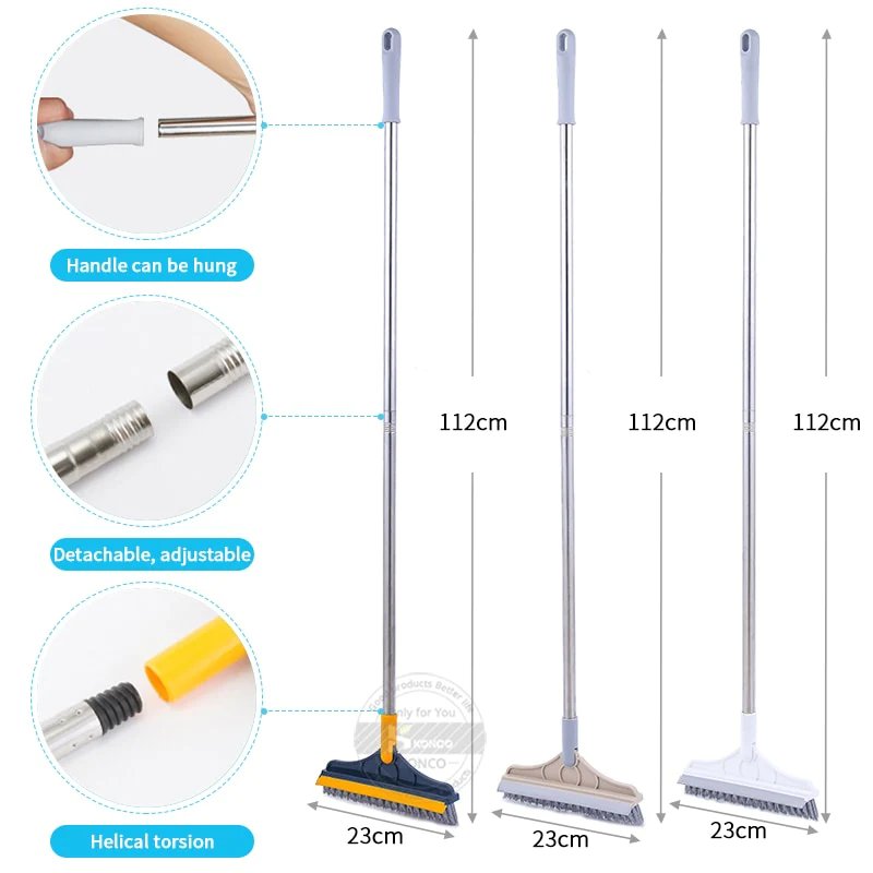 2-in-1 Bathroom Cleaning Brush with Wiper & Squeegee