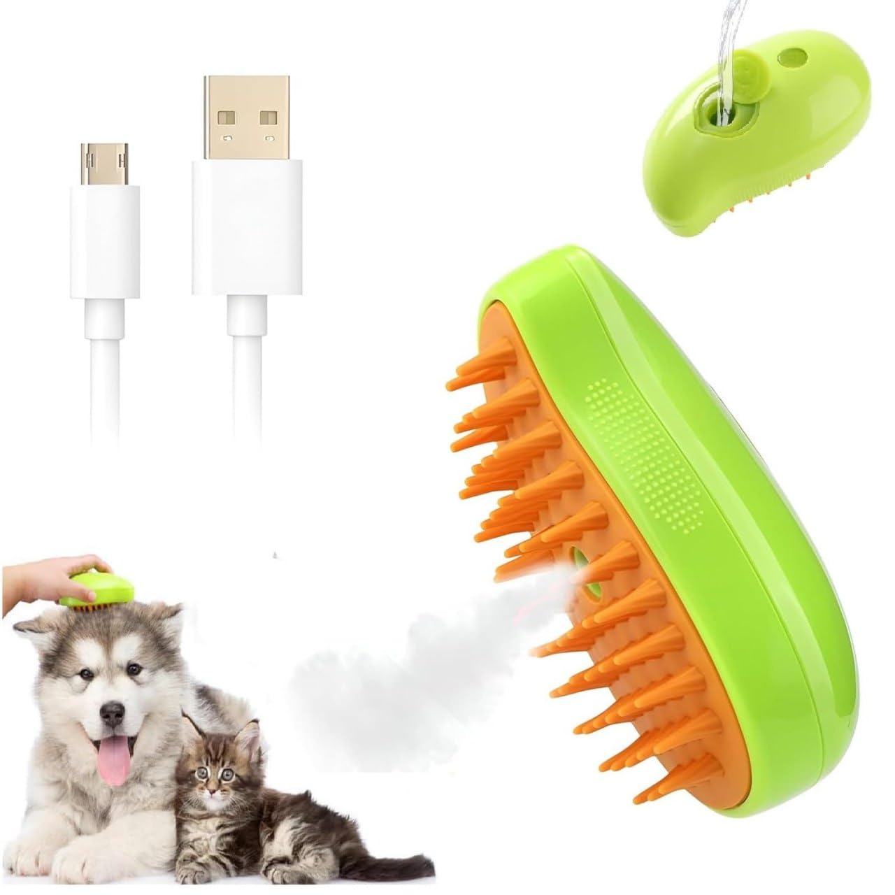 2-in-1 Mango-Shaped Pet Steam Brush – Grooming & Deshedding