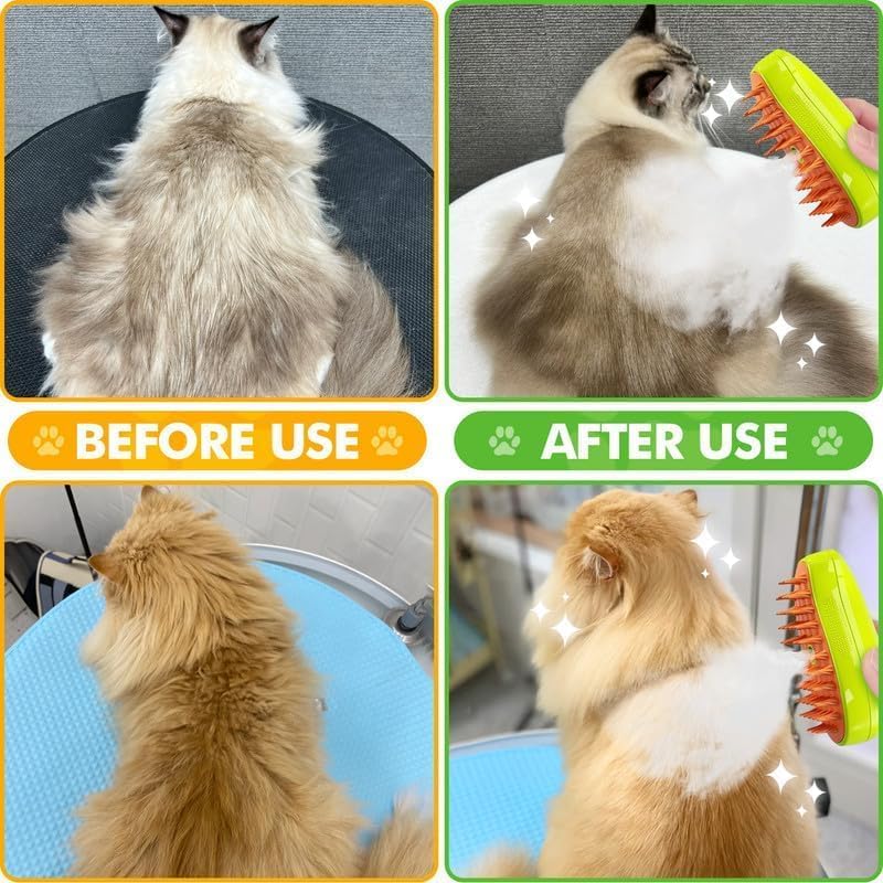 2-in-1 Mango-Shaped Pet Steam Brush – Grooming & Deshedding