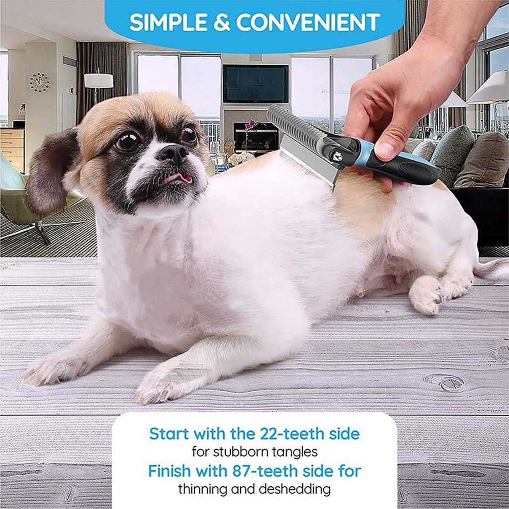 2-in-1 Pet Dematting & Deshedding Comb – Dog & Cat Grooming