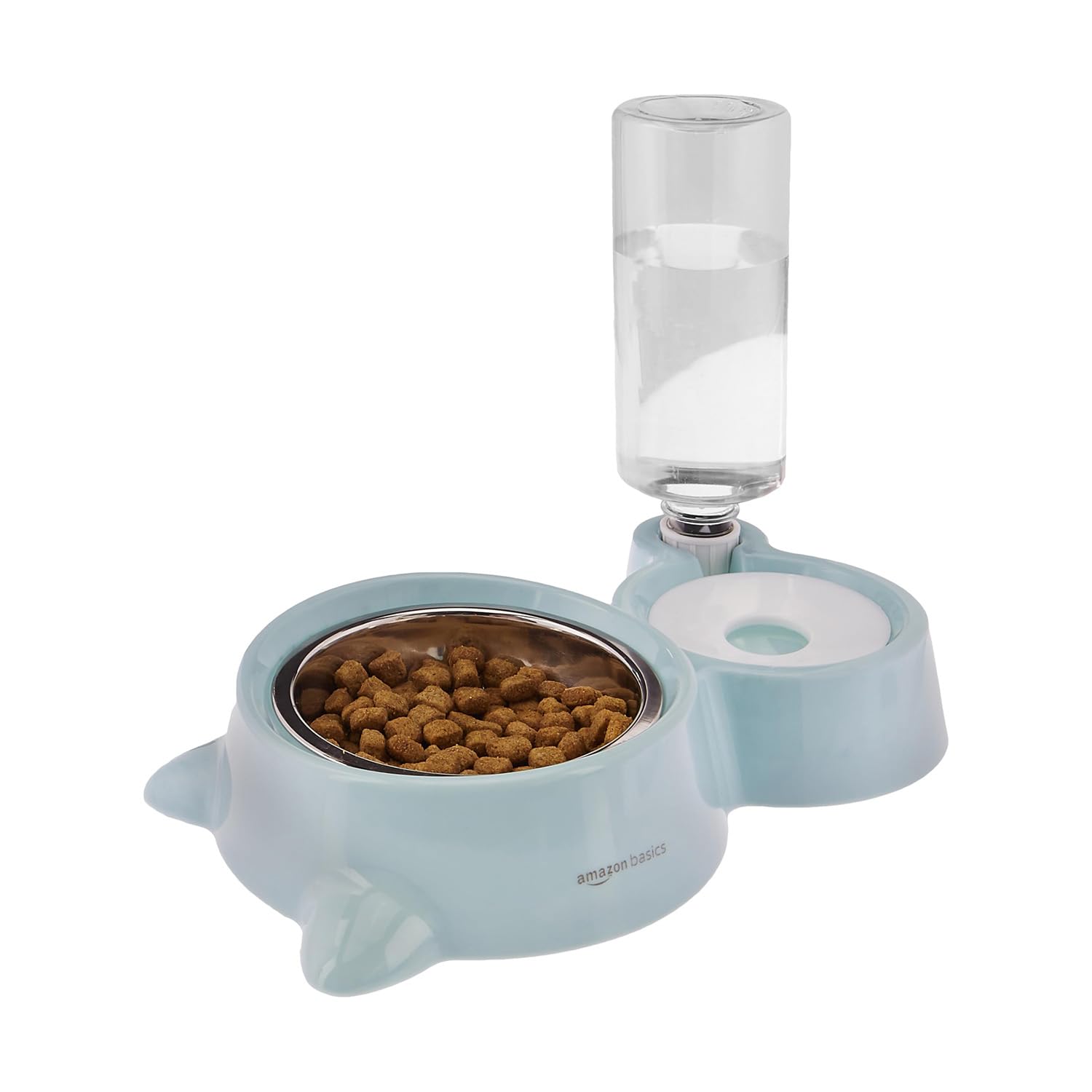 2-in-1 Pet Feeder with Auto Water & Stainless Steel Bowl