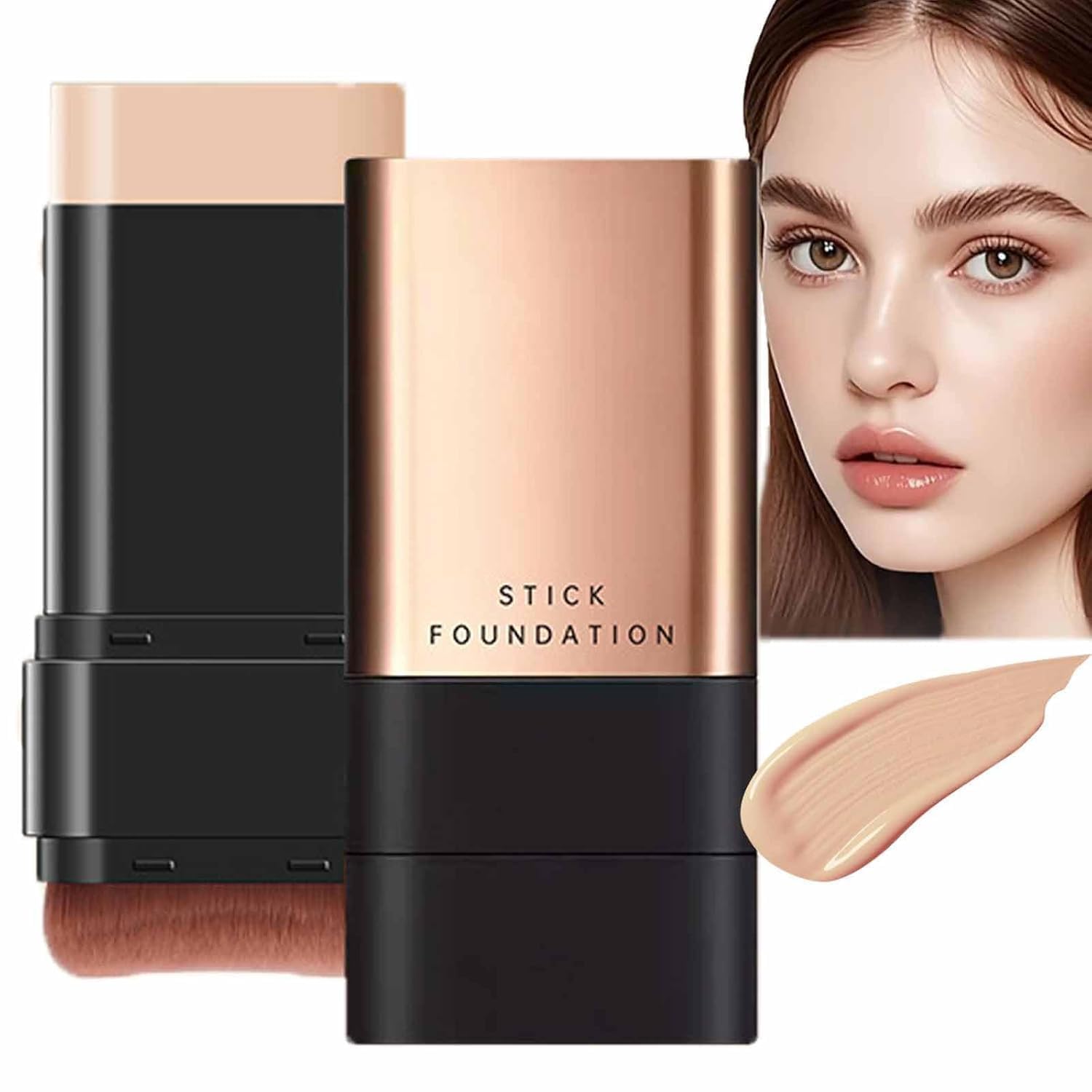 2-in-1 Korean Anti-Wrinkle Foundation Stick with Brush