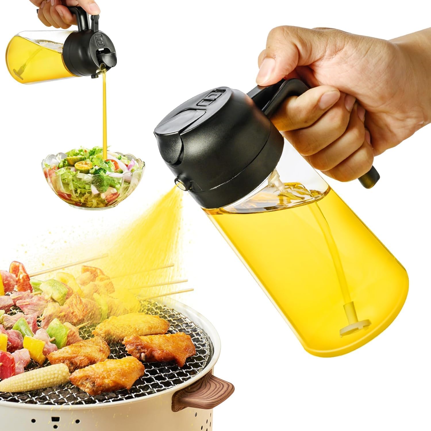 2-in-1 Oil Sprayer & Dispenser Bottle 500ml for Cooking
