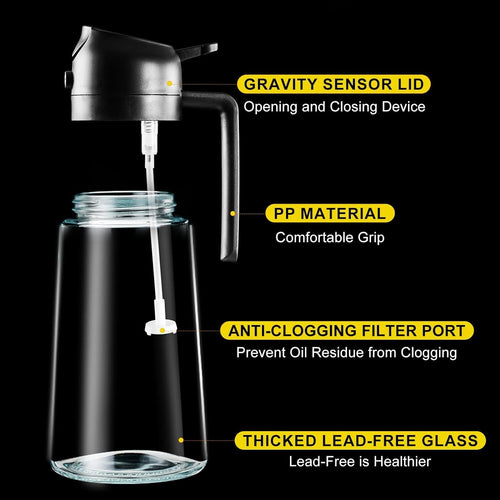 2-in-1 Oil Sprayer & Dispenser Bottle 500ml for Cooking