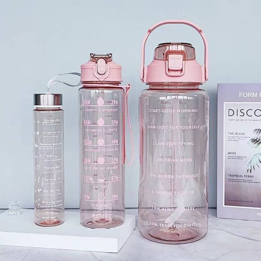 Motivational Water Bottle Set – 3 Sizes, Leakproof & Fun Stickers