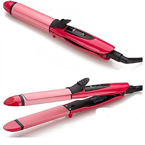 2-in-1 Hair Straightener & Curler Ceramic Pink Pro
