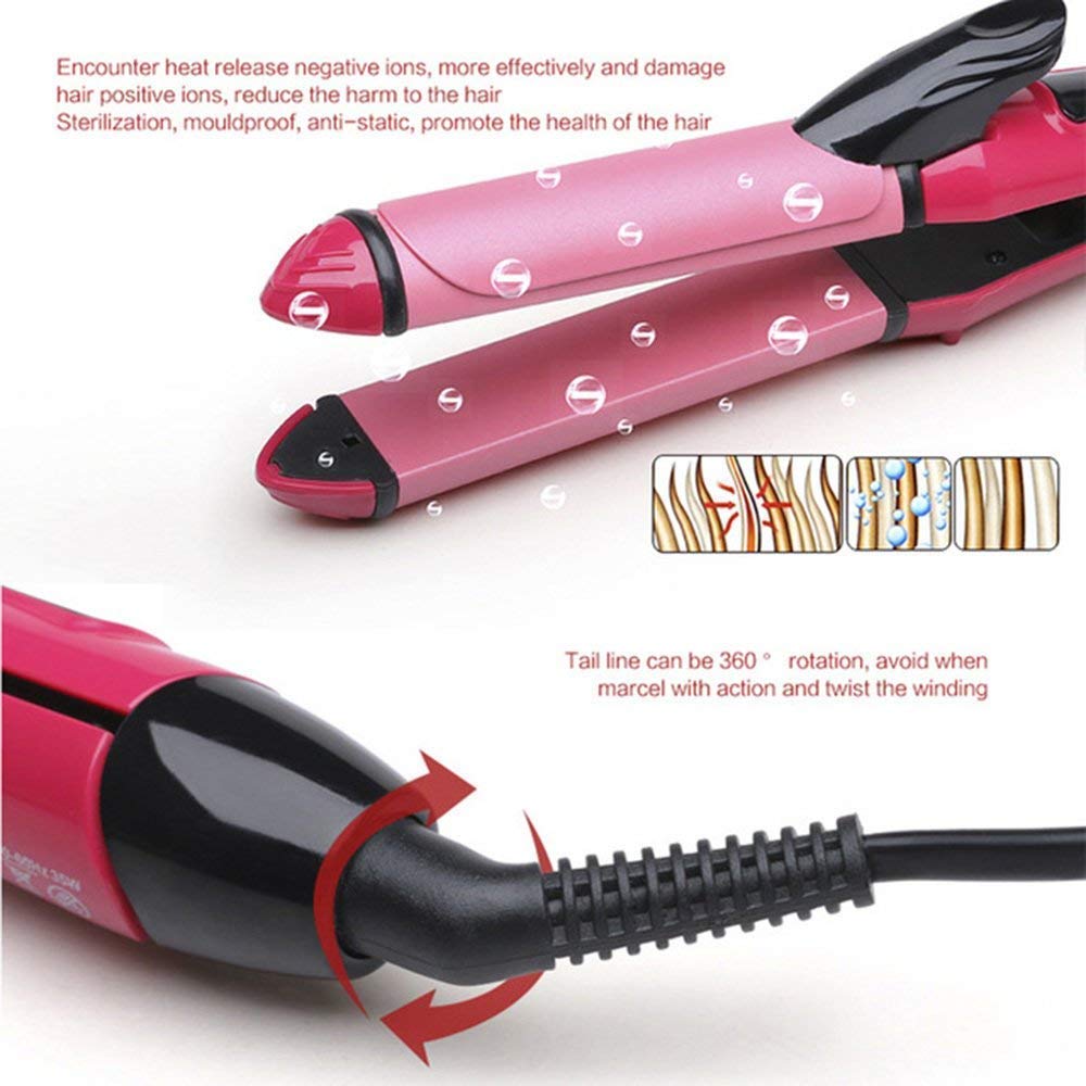 2-in-1 Hair Straightener & Curler Ceramic Pink Pro