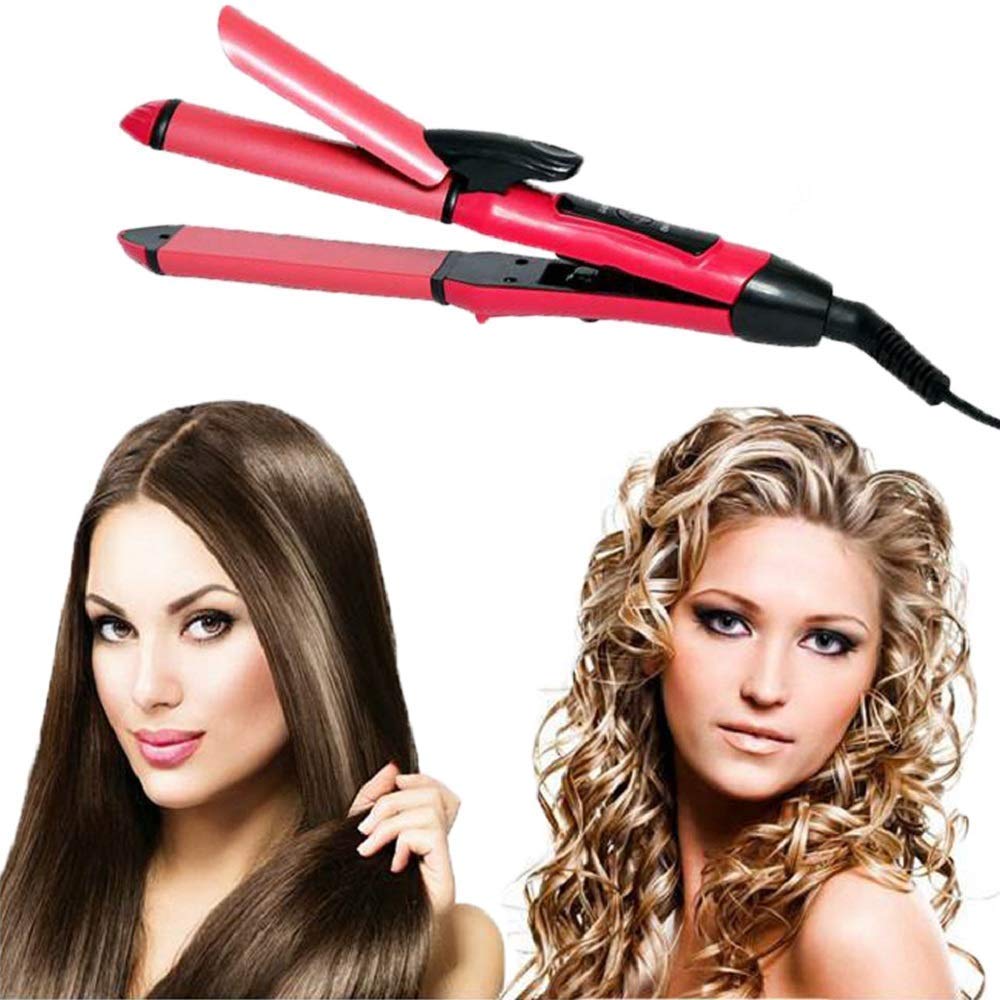 2-in-1 Hair Straightener & Curler Ceramic Pink Pro
