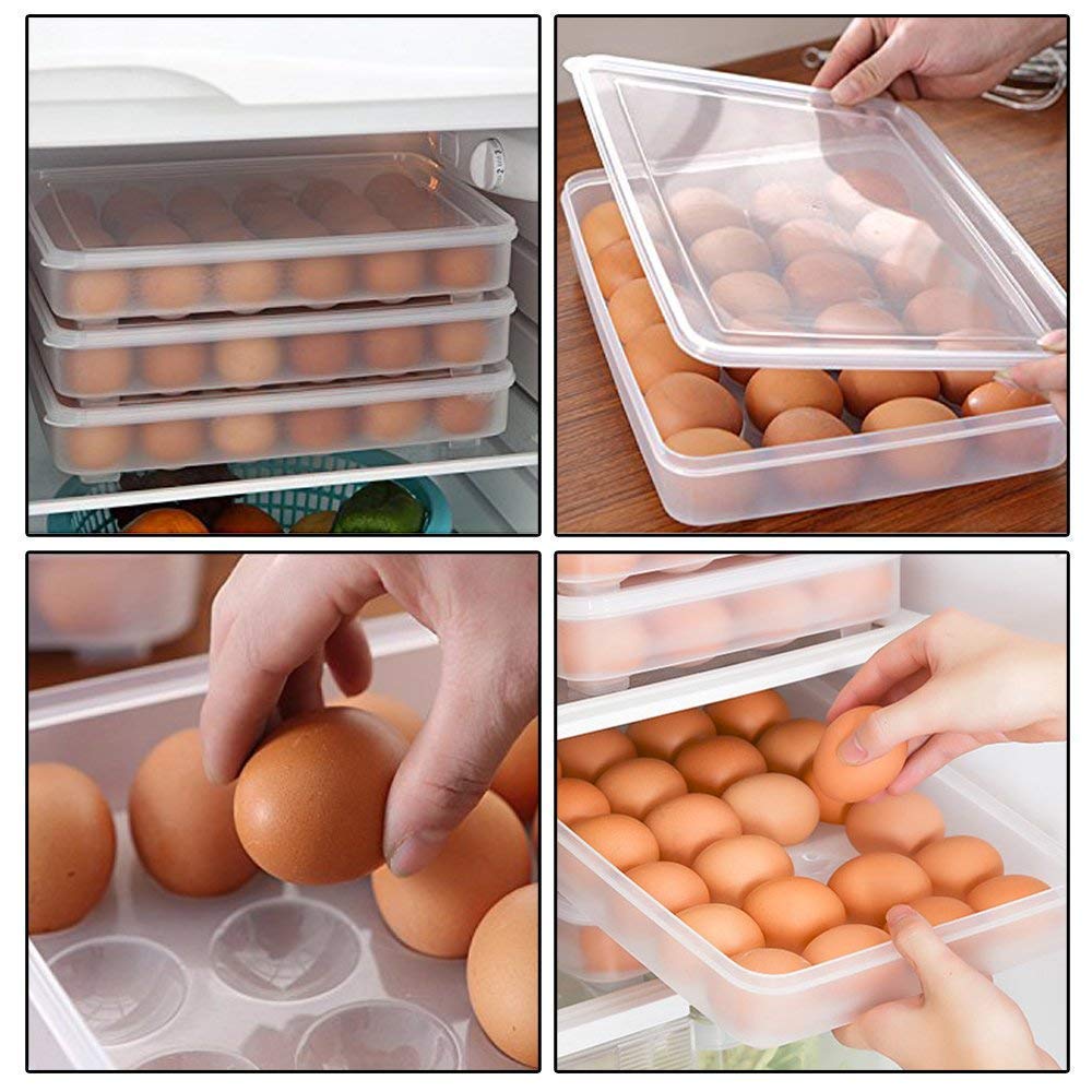 24 Grid Egg Storage Box Rectangular Fridge Tray