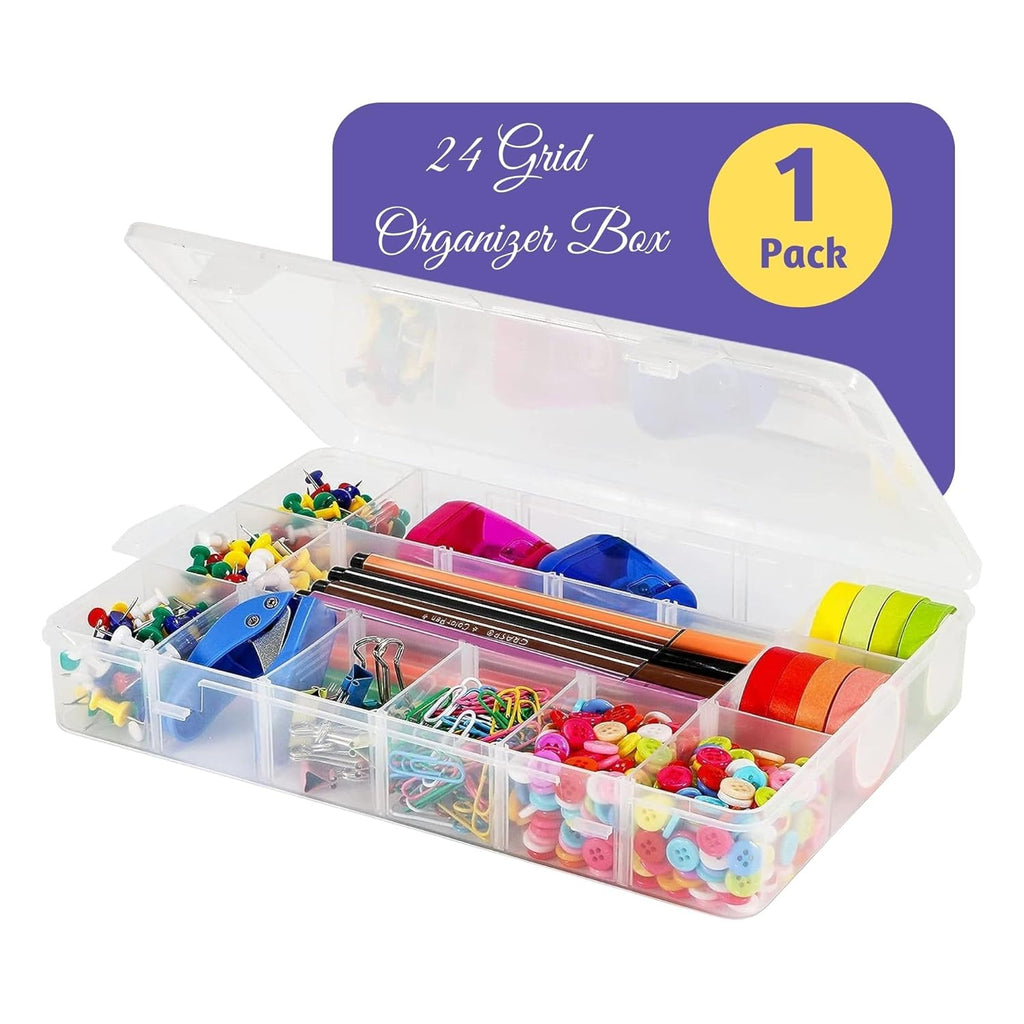 24-Grid Adjustable Jewelry Organizer | Transparent Storage Box