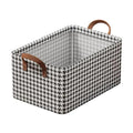 26L Fabric Closet Clothes Organizer Box with Handle Chequered Print