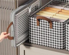 26L Fabric Closet Clothes Organizer Box with Handle Chequered Print
