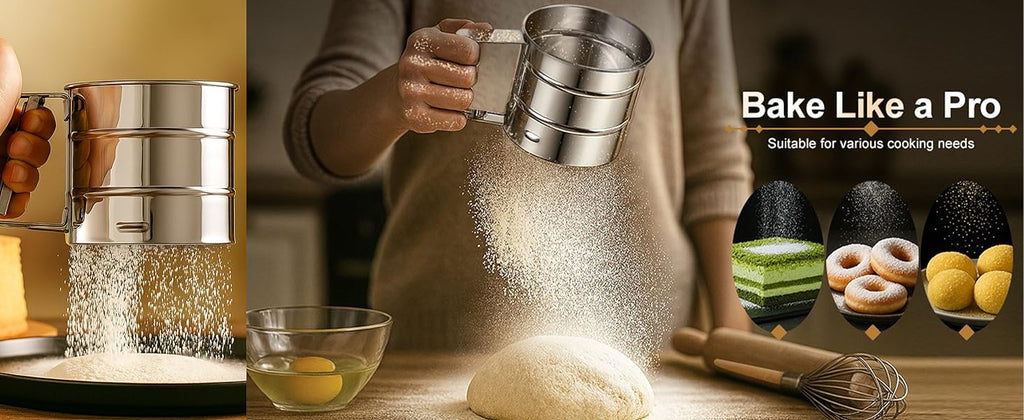 Stainless Steel Flour Sifter Hand Press Baking Tool