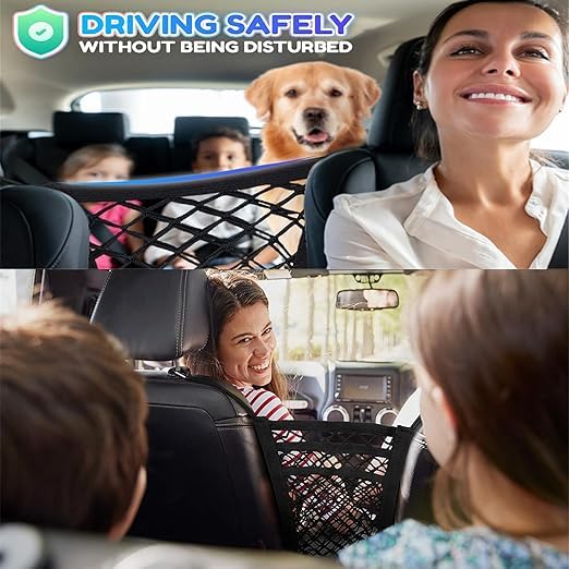 3-Layer Car Seat Organizer – Kids & Pet Barrier Storage