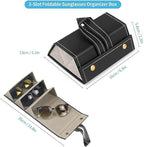 3 Slot Sunglasses Organizer Box Portable Folding Eyewear Case