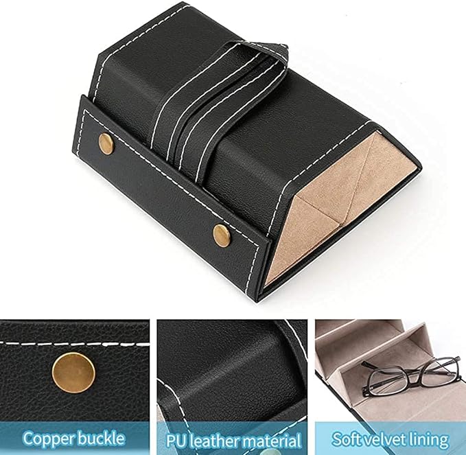 3 Slot Sunglasses Organizer Box Portable Folding Eyewear Case