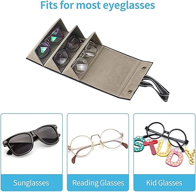 3 Slot Sunglasses Organizer Box Portable Folding Eyewear Case