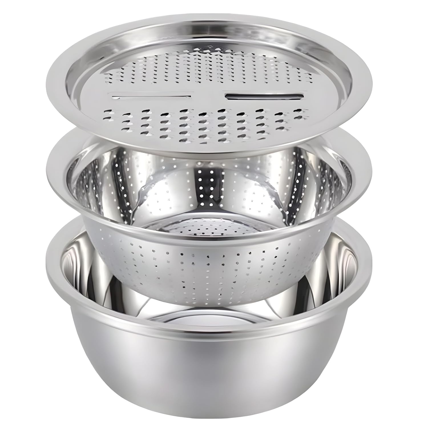 3-in-1 Stainless Steel Kitchen Strainer | Multi-Purpose