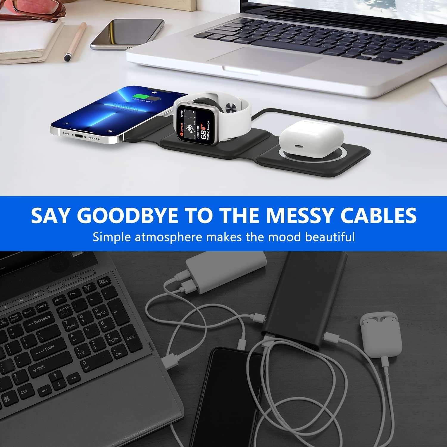 3-in-1 Magnetic Foldable Wireless Charger Fast Charge