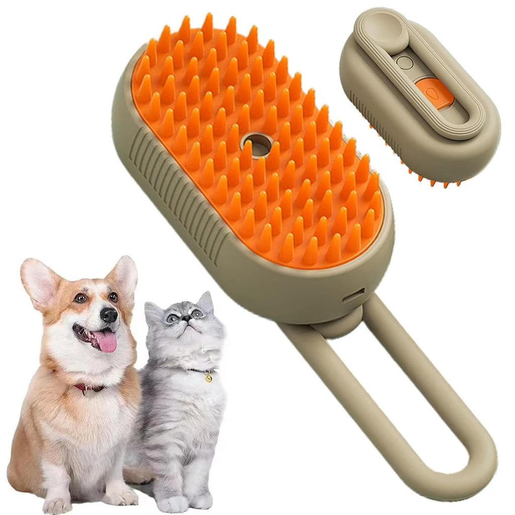 3-in-1 Pet Steam Brush – Grooming, Spray & Deshedding Tool
