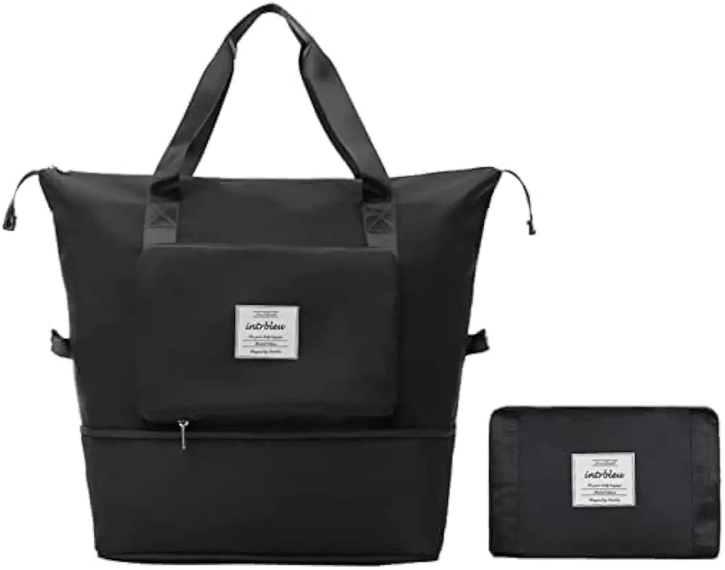 Black Foldable Travel Duffel Bag | Lightweight Waterproof Tote