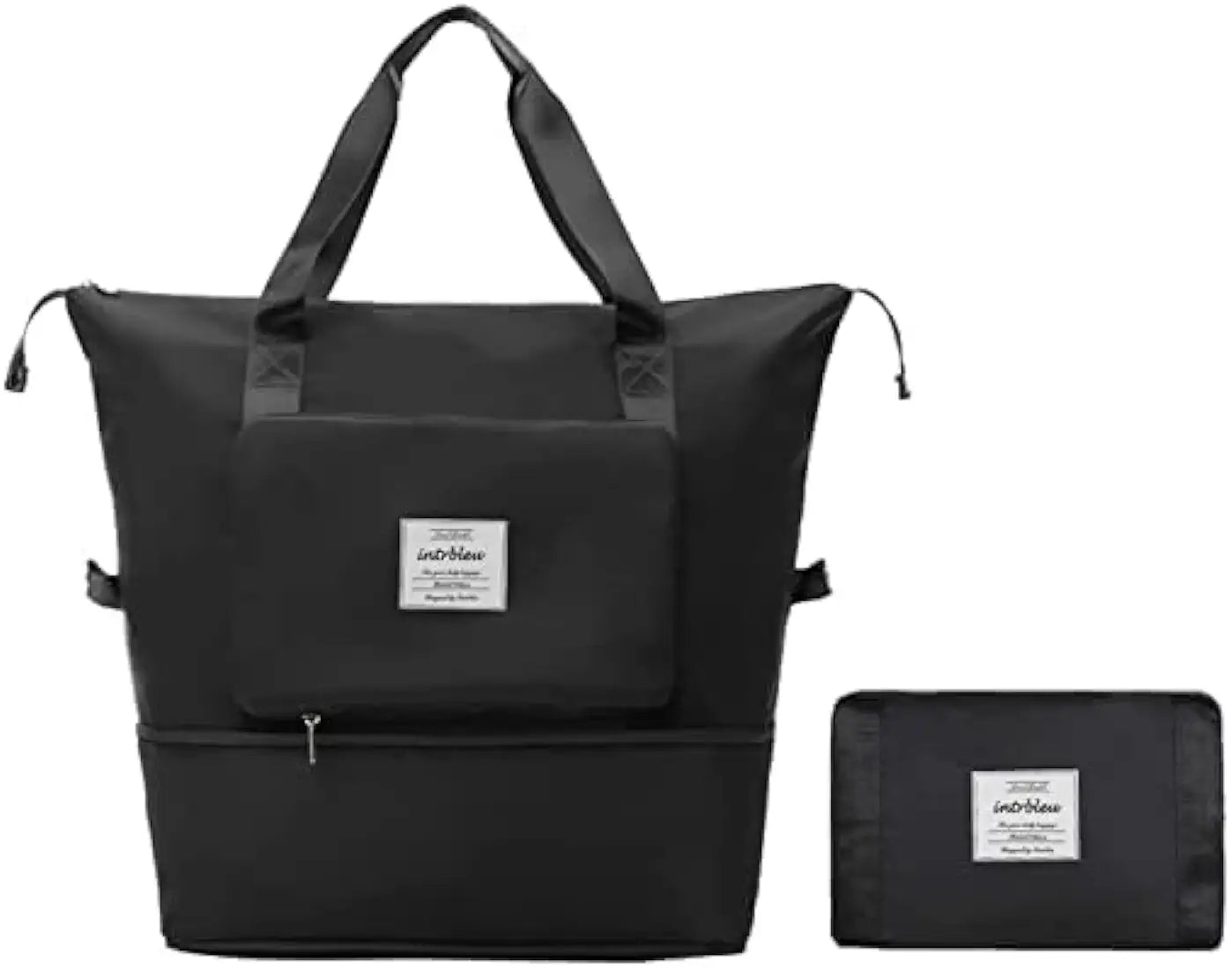 Black Foldable Travel Duffel Bag | Lightweight Waterproof Tote