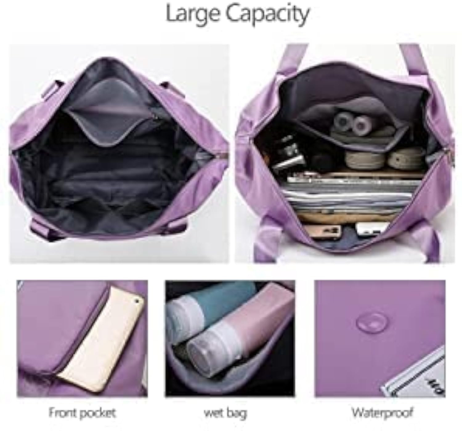 Purple Foldable Travel Duffel Bag | Lightweight Waterproof Tote