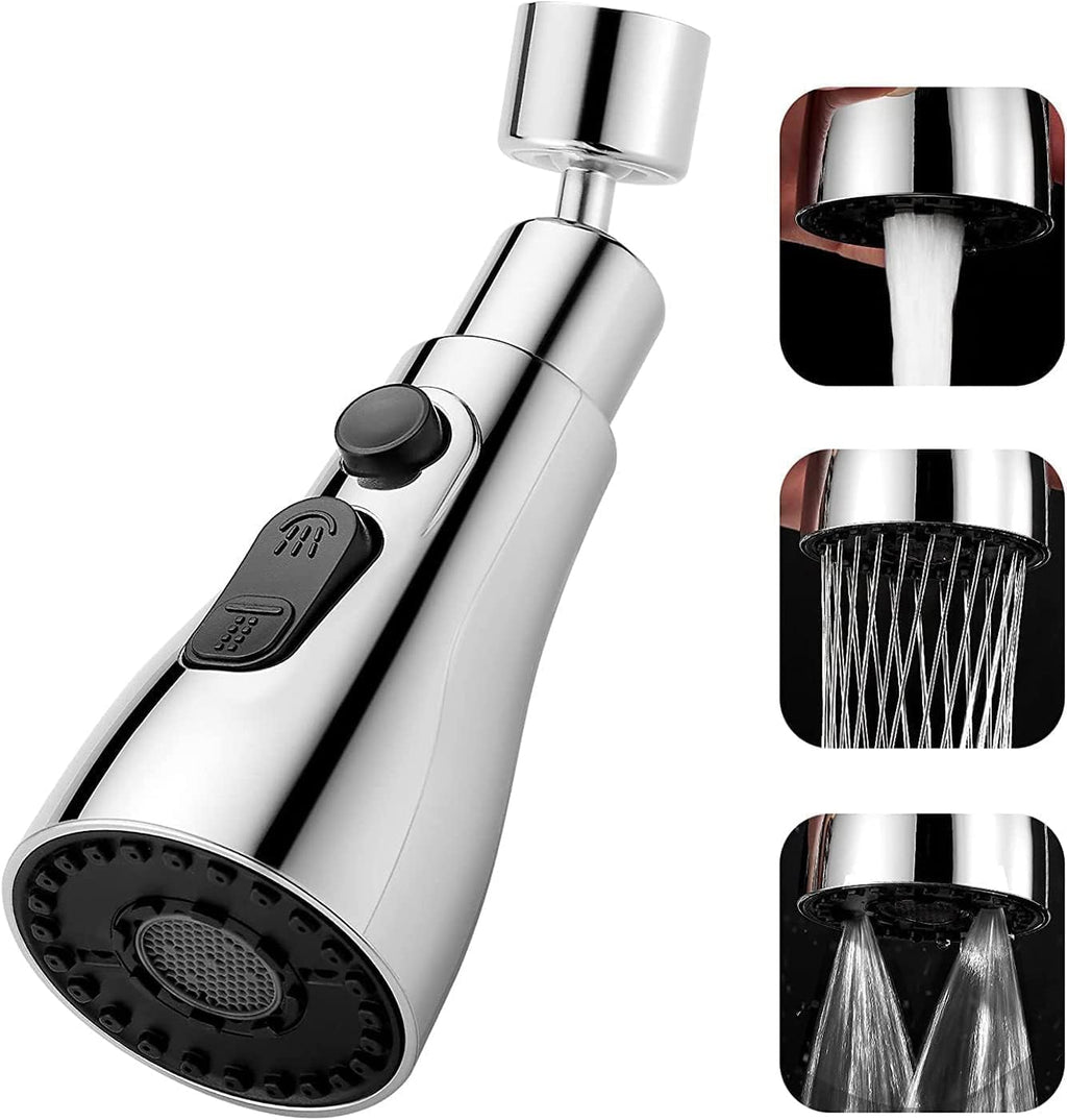 360° Kitchen Tap Extender – 3-Mode Water-Saving Aerator