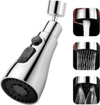 360° Kitchen Tap Extender – 3-Mode Water-Saving Aerator