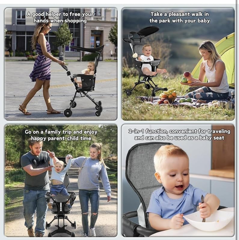 3-in-1 Baby Stroller with Recline & 5-Point Harness