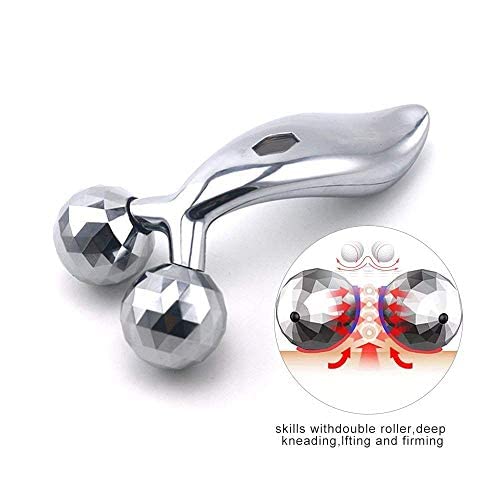 3D Face & Body Massager Roller - 360° Rotate Manual Roller for Skin Lifting, Wrinkle Removal & Full Body Massage (Silver)