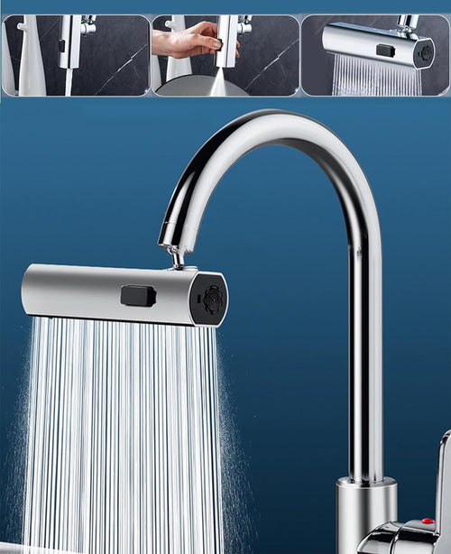 3-in-1 Waterfall Kitchen Faucet 360° Swivel Sprayer