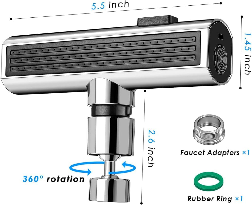 3-in-1 Waterfall Kitchen Faucet 360° Swivel Sprayer
