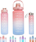 3-Piece Motivational Water Bottle Set with Time Markers