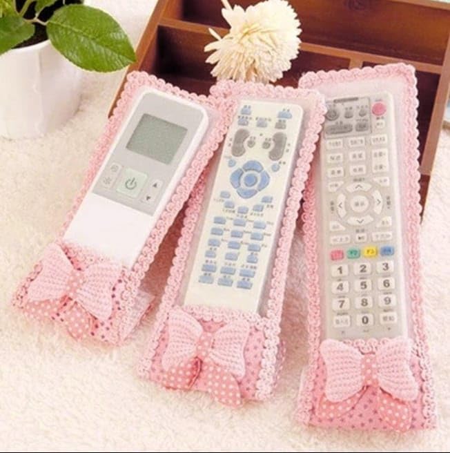 3-Piece Fabric Remote Cover Set Cute Dustproof