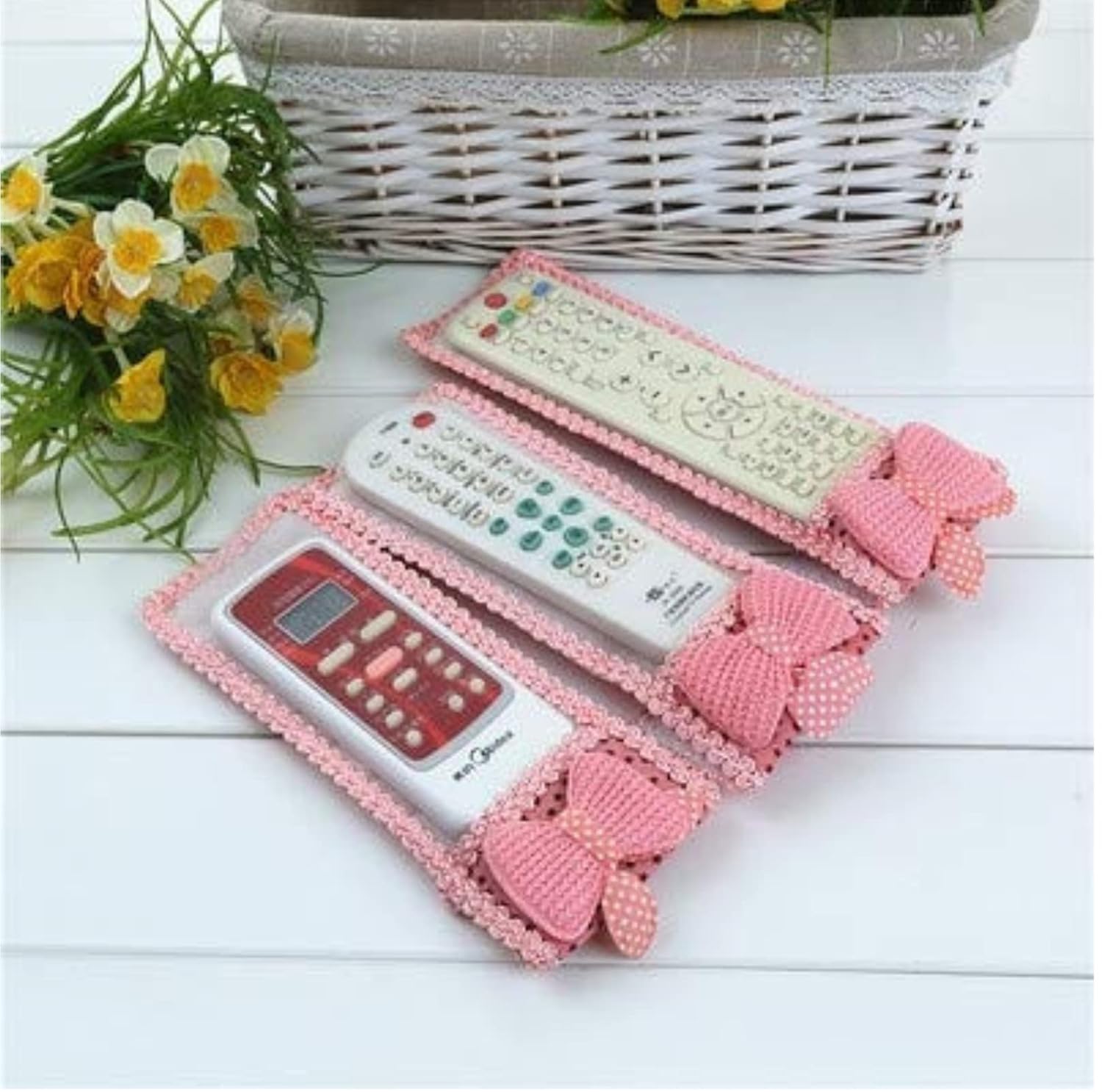 3-Piece Fabric Remote Cover Set Cute Dustproof