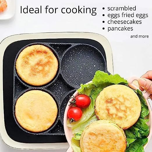 4 Hole Non Stick Egg Fry Pan Wooden Handle