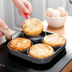 4 Hole Non Stick Egg Fry Pan Wooden Handle