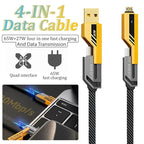 4-in-1 Fast Charging Cable – USB-C, Lightning & USB-A 65W