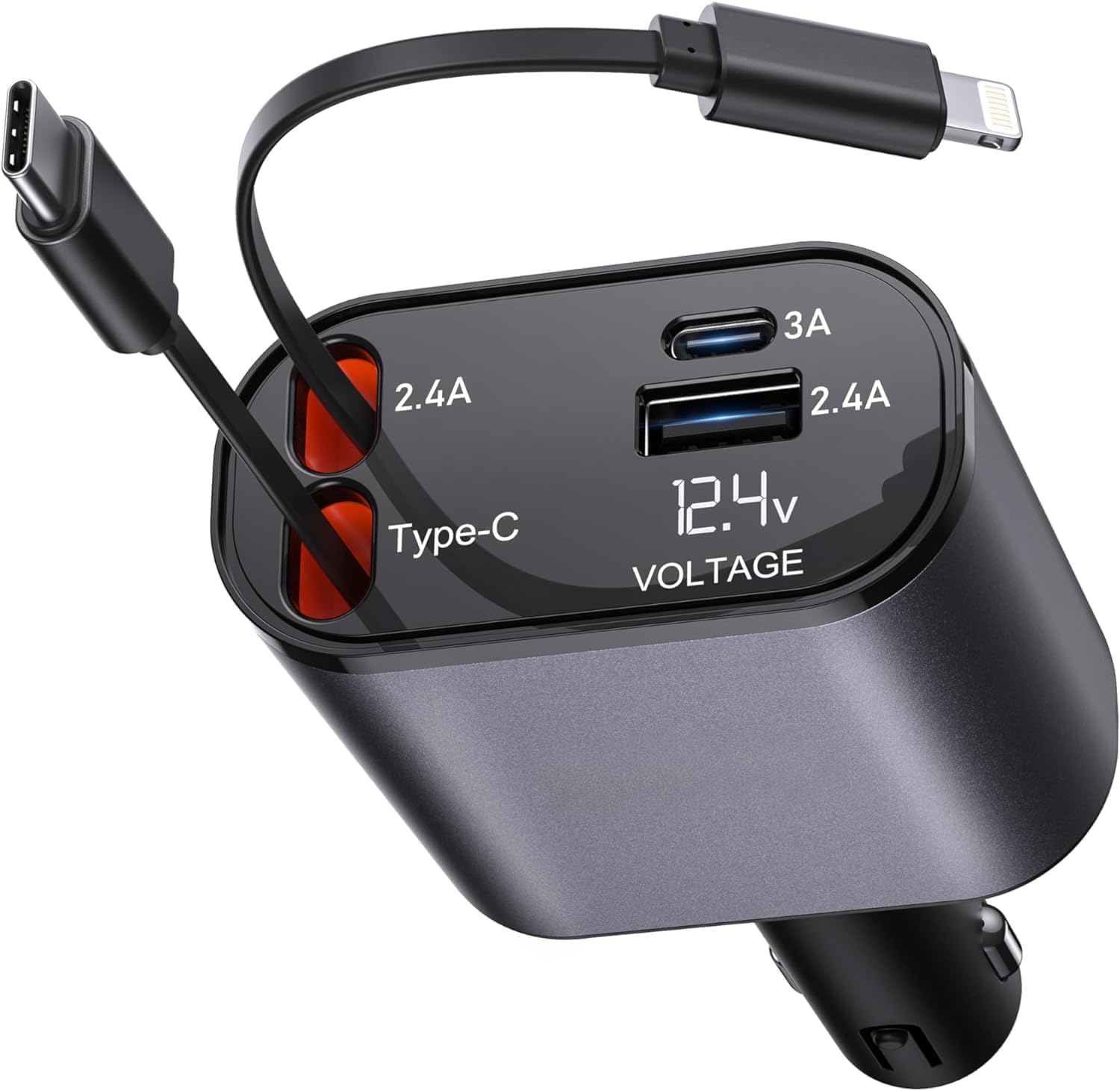 4-in-1 Retractable Car Charger | 100W Fast Charging